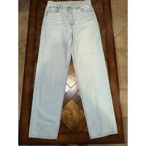 American Eagle Highest Rise Baggy Straight Jeans Women's‎ 8 Blue Denim Stretch
